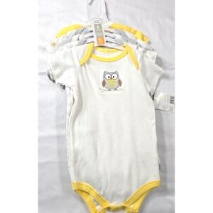 LOVABLE FRIENDS Set of 5  Bodysuits Size 9-12  Months Yellow, Gray, White NWT